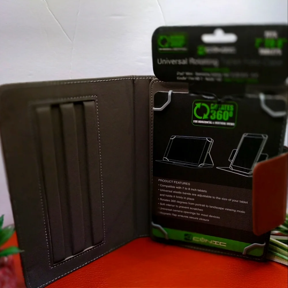 Universal Rotating Tablet Folio Case Fit 7 To 8 In Tablets Rotates 360